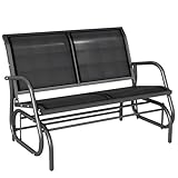 Outsunny Schaukelstuhl 2-Sitzer Gartenbank Gartenschaukel Sitzbank Parkbank Metall Gartenmöbel Schwarz 120 x 70 x 85 cm