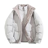 Tobysper Doppelreihiger Kragen Jacke Herren Kariertes Steppjacke Winter Kapuzejacke Outdoor Gefütterte Pufferjacke Daunenjacke Herrenjacke Übergangsjacke