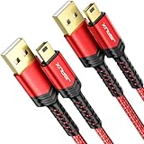 JSAUX Mini USB Kabel [2 Stücke 1M+2M] USB 2.0 Mini B Ladekabel Kompatibel mit PS3 Controller, Dash Cam, Garmin GPS Navi, Blue Yeti, Ti-84 Plus CE MP3 Player, Tiptoi, Canon Rot