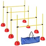 PawHut Agility Set Hunde 4-teiliges befüllbar Agility-Ausrüstung für Hundetraining Steckhürdenset mit höhenverstellbar Hürden Tragetasche Trainingszubehör Koordinationstraining für Spiele Training