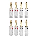 Lycuiw 8PCS Vergoldete Bananenstecker,4mm Lautsprecherkabel Bananenstecker, Akzeptiert 8AWG bis 20AWG Lautsprecherkabel