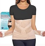 MAMODY 3 in 1 Postpartum Gürtel für Damen, Bauchgurt Nach Geburt, Rückbildungsgürtel Nach Geburt, Bauchgurt Nach Op, Postpartum Belly Wrap, Bauchbandage (Beige, 2X-Large)