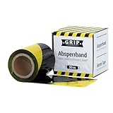 GRIP Eventbasics Absperrband reißfest, gelb-schwarz, 50 m x 70 mm, PE Absperrband im Abrollkarton, Flatterband nicht klebend