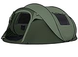 Camping Zelt, Pop Up Zelt 4-5 Personen, Automatisches Aufstellzelt in 3 Sekunden, Wurfzelte Wasserdicht Sonnenschutz, Familie Zelt, Tragbares Leichtes Kuppelzelt für Outdoor Camping (Armee grün)