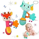 Firtink 2 Stück Baby Rassel 0-6 Monate, Rassel Baby, Greifling Baby Babyrassel Babyspielzeug 0-6 Monate Baby Spielzeug 6 Monate für Babys und Kleinkinder