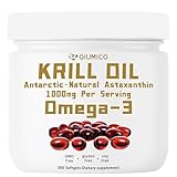 Antarktisches Krillöl-Ergänzungsmittel, reich an Omega-3-Fettsäuren EPA, DHA und Astaxanthin, 1000 mg pro Portion, Ergänzungsmittel für Herz und Immunsystem, 300 Softgels