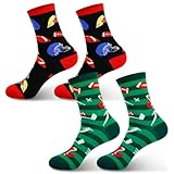 Ourdort American Football Socks, Zwei Paar Fußballsocken Unisex - Größen (40-46), Funny Socks Gift for Men Football Fans, Game Day Superbowl Party Rugby Decoration.