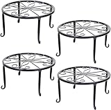 Tosnail 4 Stück Pflanzenständer für Blumentöpfe, Metall, Schwarz, rund Blumentopfständer, Heimpflanzenständer für Garten, Innenbereich, Balkon, Dekoration