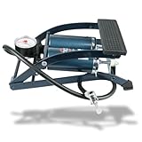 SKS GERMANY TWIN AIR Fußpumpe aus Stahl (Luftpumpe mit Doppelzylinder für AV-Ventile, Schlauch mit Klemmhebel, inkl. Fahrrad- und Campingadapter, max. Druck: 5 bar / 73 PSI)