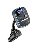 LENCENT Bluetooth FM Transmitter, Musik Adapter für Auto, Auto FM Bluetooth Adapter mit PD 30W QC3.0 Schnellladegerät, Hi-Fi Musik/Klartextanrufe【Farbiges Licht】