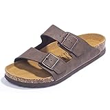 FITORY Herren-Sandalen mit Fußgewölbeunterstützung, verstellbaren Schnallenriemen und Kork-Fußbett für den Sommer, bräunlich-gelb, Größe 44
