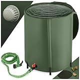 tectake® Regenwassertank für Garten und Camping, Tonne faltbar, Regentonne mit Deckel und Wasserhahn, Wassertank, Regenwassersammler, Zisterne, Regenfass mit Hahn, Wassertonne - 200 l