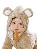 Baby Winter Snowsuit Baby Rompers, Boy and Girl One-Piece Suit with Hood, Toddler Outerwear Snowsuit Set Thick and Warm,1-3month (apricot, 3-6month)