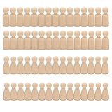 Spielfiguren Holz, 60 Stück Holzfiguren zum Bemalen Puppen Holzfiguren Deko Mensch Holzkegel Figuren Rohlinge Figurenkegel Peg Dolls für DIY Dekoration Bemalen Basteln