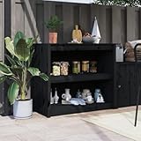 LAPOOH Outdoor-Küchenschrank Schwarz 106x55x92 cm Massivholz Kiefer, Outdoor Küche, Grilltisch, Pflanztisch, Outdoor Schrank, Outdoorküche, Sideboard Küche - 832347