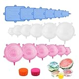 Silikondeckel 18 Stück Silikon Stretch Deckel Set, BPA Free Wiederverwendbar Dehnbare Silikondeckel Verschiedenen Größen, Rund Silicone Stretch Lids für Schüsseln, Becher, Dosen, Obst