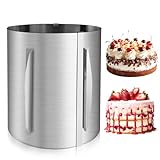 Tortenring, Tortenring Verstellbar, Tortenring Hoch 20CM, Edelstahl Backring verstellbar 16-30 cm, Mit Skala und Befestigungsclips, Hitzebeständiger Backrahmen rund zum Backen, Torten und Dekorieren