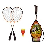 Talbot-Torro Speed-Badminton Set Speed 2200, 2 leichte Rackets, 2 windstabile Bälle, im 3/4 Bag, schön handlich auch für Kids, schwarz-orange, 490112