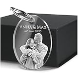 CHRISCK design Schlüsselanhänger personalisiert mit Foto und Gravur - Anhänger mit Fotogravur - Personalisierte Geschenke Freund Freundin - Fotogeschenk Geburtstag Jahrestag