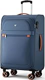 ABISTAB Weichschalenkoffer mittelgroß 66x44x28cm - Stoff Koffer Trolley - Leicht Reisekoffer mit 4 Rollen & Zahlenschloss, Handgepäck Koffer, 77 Liter, Blau