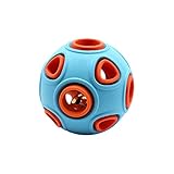 Andiker Hundeball, interaktives Hund Spielzeug mit Glocke, Gummiball, Hundebälle Hüpfball, Haustier-Sportspiele Intelligenzball IQ Bissbeständiges Spielzeug für Haustier-Kauspielzeug (S, Blau)