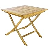 Divero klappbarer Gartentisch Bergen aus Teak Holz, unbehandelt – Farbe: Natur-Braun
