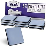 Filzada® 8x Teflongleiter Selbstklebend - 30 x 30 mm (eckig) - Profi Möbelgleiter/Teppichgleiter PTFE (Teflon)