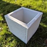 FABRIQ Große Stein Pflanzkübel 34 cm – Quadratische Blumenkübel 40x40 cm – Massiver Steinguss 53 kg – Frostsicher & wetterfest