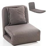 mymai Klappbares Bodensofa, 2 in 1 Schlafsofa mit Schlaffunktion und Verstellbarer Rückenlehne, Sofabett mit 1 Lendenkissen, Klappsofa für Wohnzimmer & Schlafzimmer, Dunkelgrau