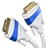 KabelDirekt – Dual Link DVI Kabel – mit Ferritkern für störungsfreie Signalübertragung – 1 m (digitales DVI-D/24+1 Monitor Kabel, DVI auf DVI, bis zu 2560×1600 bei 60 Hz oder Full HD/1080p, weiß)