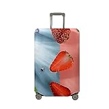 Chickwin Kofferhülle Kofferschutzhülle, Elastisch Koffer Schutzhülle 18-32 Zoll mit Erdbeerdruck, Waschechter Staubdichte Reise Reisekoffer Kofferüberzug Kofferschutz (Rosa Blau,S)