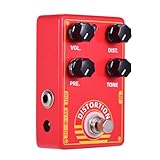 Fesjoy Klassisches Dolamo D-9 Distortion-Gitarren-Effektpedal mit Klang- und Präsenzreglern – True Bypass, Toller Sound für E-Gitarristen, 1 Stück