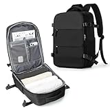 WIRPORR Schulrucksack Kabinengepäck Rucksack Frauen Flugzeug Reise -Rucksackschule Laptop Daypacks City Business Men Rucksack-Schwarz