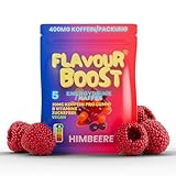 FlavourBoost® Koffein Fruchtgummis - 20mg Koffein pro Gummi - 400mg/Tüte - Zuckerfrei - 6 Stunden Wirkung - Energy Gummis für Fokus & Energie - (3stk.) (Himbeere)