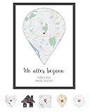 OWLBOOK® Personalisierte Geschenke | Wo alles begann Bild mit Landkarte & Koordinaten | Geburtstags Geschenke für Frauen | Hochzeitsgeschenke Jahrestag Standard Karte Papier