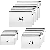 15 Stück Dokumententasche A4+A5+A6, Dokumentenmappe mit Reißverschluss Wasserdichte Reißverschlusstasche Dokumententaschen für Datei Testpapiere Quittungen Kosmetika, Schwarz