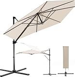 Devoko Ampelschirm 300 cm,Doppel Top Gartenschirm, Großer Sonnenschirm ampelschirm, UV-Schutz 50+ Gartenschirm,Dickeres Gestell mit Handkurbel 360° Drehbar,Beige