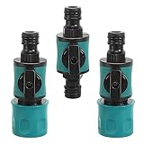 CAINCAY Gartenschlauch Kupplung Schlauchkupplung mit Regulierventil, 3 Stück 16mm Wasserschlauch Schnellverbinder, Gartenschlauch Absperrhahn mit 2 Wege Regulierventil für 1/2 Zoll Wasserschläuche