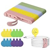 Nearockle 32 Stück Silikon Kabelbinder Wiederverschließbar und Nylon Kabeletiketten, Kable Organizer Kabelbinder mit Beschriftungsfeld Wiederverwendbar, Ladekabel, Büro, Schreibtisch (Mehrfarbig)