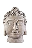 Worldconnection Riesiger 50cm Buddha Kopf sehr stabil, Stein-Look,Skulptur Bali Garten Höhe ca.50cm Feng Shui Gartendeko