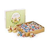 Lindt Schokolade LINDOR Oster Mischpaket |1,2 kg| 2 GOLDHASEN Vollmilch und 8 LINDOR Sorten:Milch, Noisette, Feinherb, Weiß, Dark 60%, Caramel, Salted Caramel, Stracciatella|Osterschokolade|Osterhase