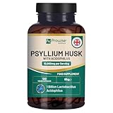 Flohsamenschalen 10000 mg mit Acidophilus 1 Milliarde KBE, 120 vegane Kapseln | Natürliches lösliches Ballaststoffpräparat aus Plantago ovata-Samen