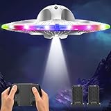 Schaumstoff UFO-Drohne für Kinder – RC-Flugzeug mit bunten LED-Lichtern, ferngesteuerter Helikopter mit Auto-Hover, 2 Akkus (15 Minuten Flugzeit)