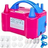 YEPVIE Luftballonpumpe Elektrische, 600W Elektrische Ballonpumpe Kit mit 14 Ballongirlande Kits, 2 Inflationsmodi und Doppeldüse Tragbare Luftballon Pumpe Elektro für Geburtstag Deko und Party Deko