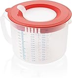 Leifheit 3in1 Messbecher 2,2L Rührbecher mit Sprützschutz und Verschlussdeckel zum Aufbewahren, mit verstellbarem Ausguss, gummierter Boden, spülmaschinengeeignet, optimal zum Backen und Kochen