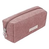 Rakiuty Teenager Stiftetasche,Federmäppchen Mädchen,Pencil Case,Federtaschen,Schlampermäppchen mit Reißverschluss,Tragbare Schreibwaren Tasche,Schlamppermäppchen Cord,Mäppchen Cord-Stoff (Rosa)
