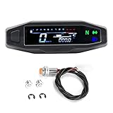 Shkalacar Motorrad Digitaler Tachometer, Drehzahlmesser mit 1-6 Gang LCD Display, Blinker, Hintergrundbeleuchtung, Kilometerzähler und Vergaser für die meisten Motorradmodelle(mit Kabel)