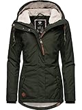 Ragwear Damen Winterjacke Warmer Kurzmantel mit Kapuze Monade Dark Olive22 Gr. M