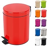 Spirella Kosmetikeimer Sydney Rot Mülleimer Treteimer Abfalleimer - 3 Liter – mit herausnehmbaren Inneneimer