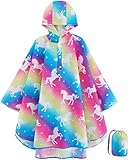Regenponcho Kinder - Regenmantel Leichter Mädchen Jungen Regenjacke Kinder Wasserdicht Regencape Kinder Regenponcho mit Kapuze